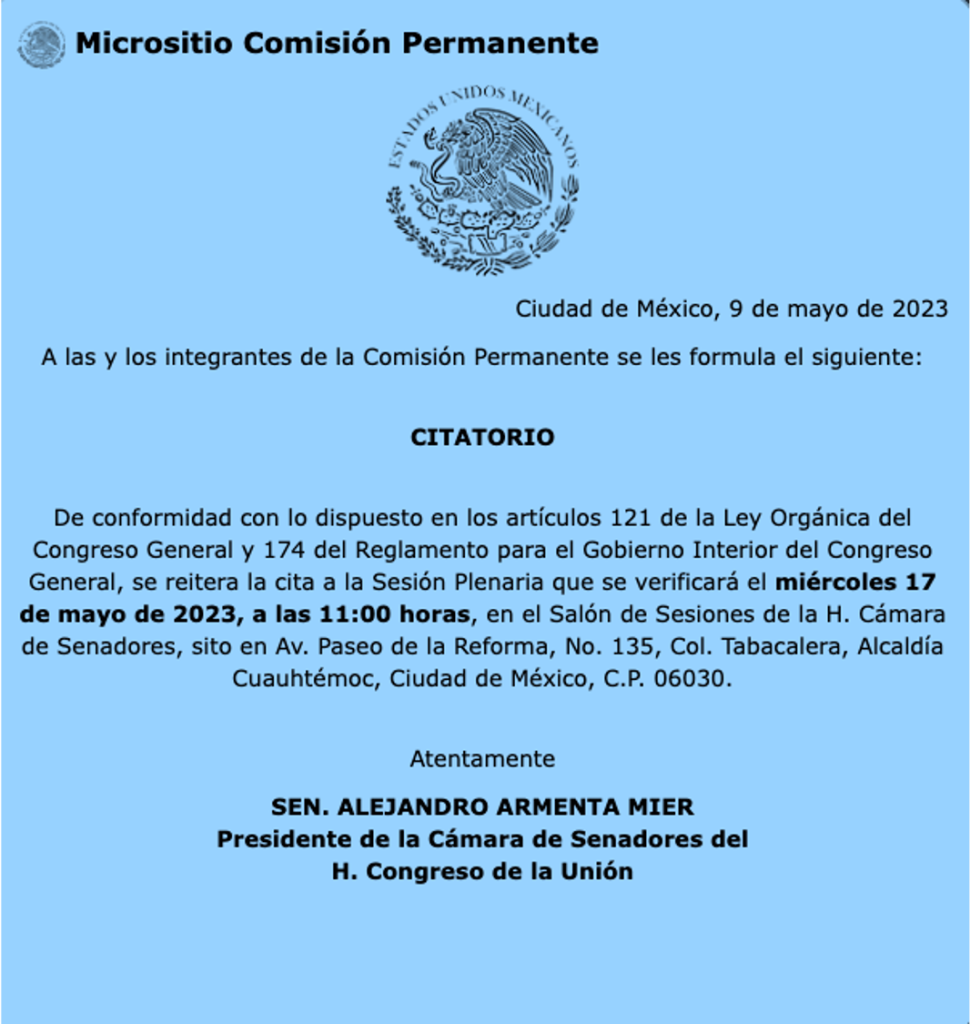 17 de mayo Comisión Permanente