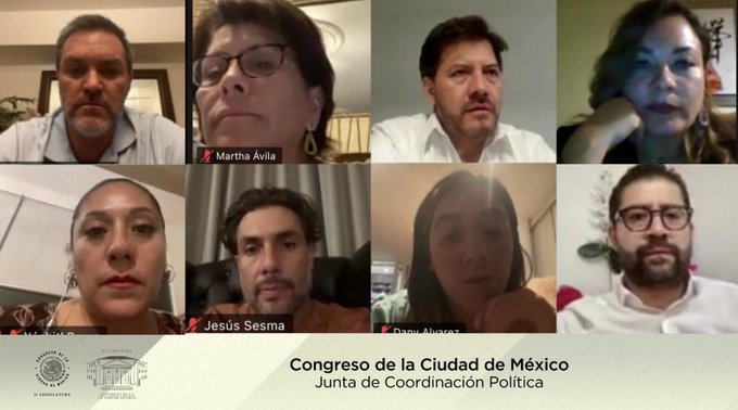 Sesión virtual de la Junta de Coordinación Política (JUCOPO) del Congreso de la Ciudad de México