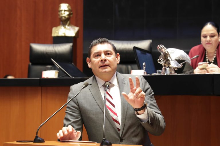 El presidente de la Mesa Directiva del Senado, Alejandro Armenta Mier.