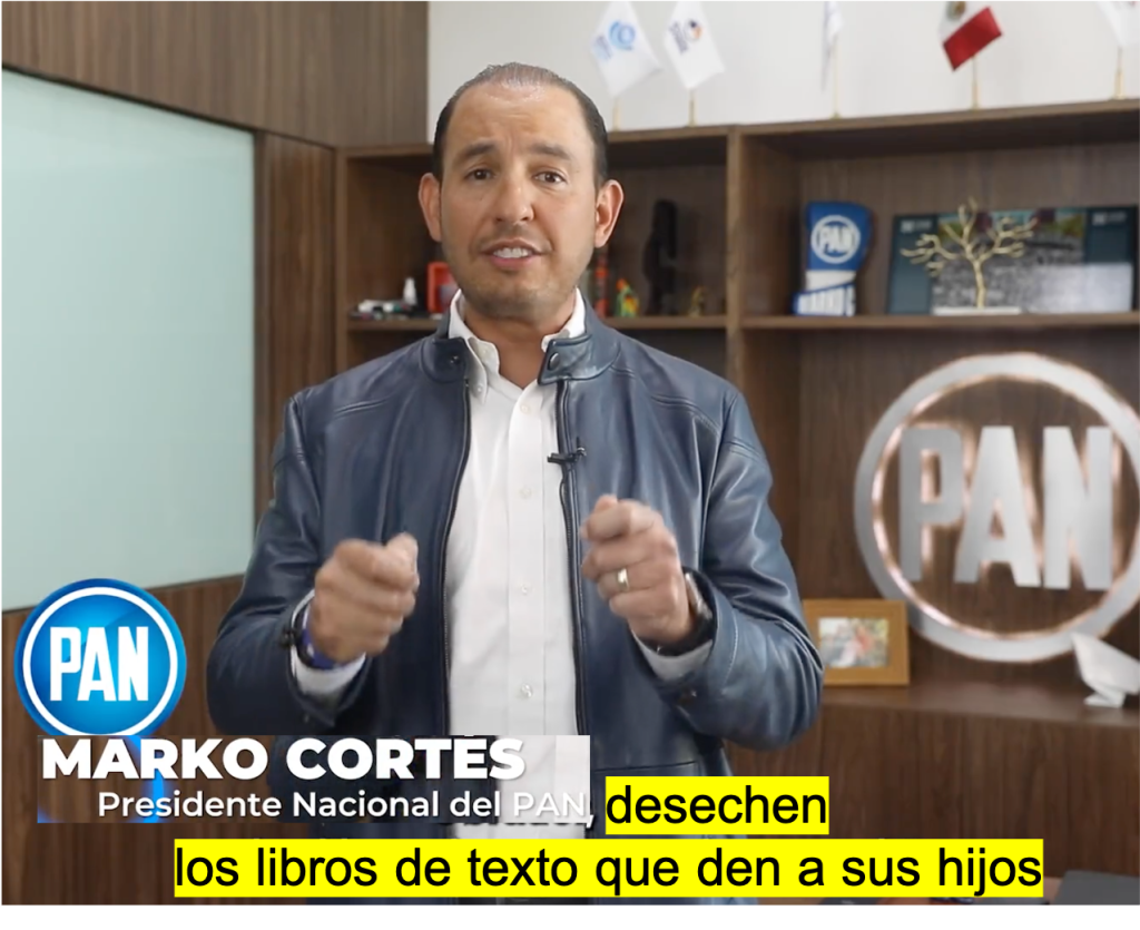 Pide Marko Cortés, dirigente del PAN, a padres de familia, desechar los libros de texto gratuitos o al menos romper lo que ellos consideren que no son convenientes para la educación de sus hijos