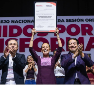 Claudia Sheinbaum recibe constancia que la acredita como la Defensora de la Cuarta Transformación