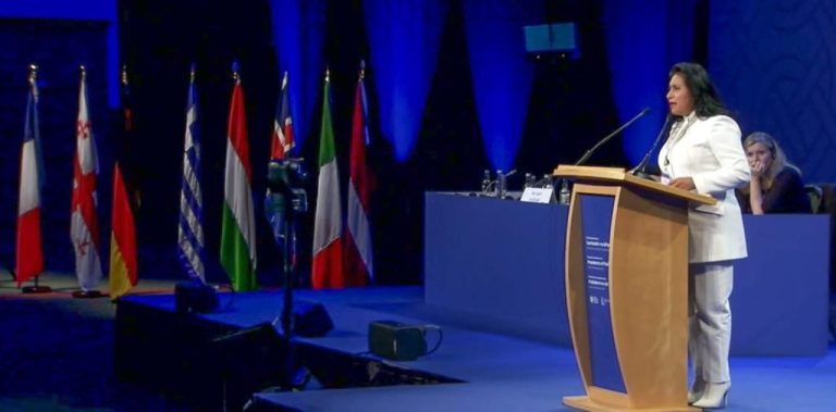 La senadora Ana Lilia Rivera participó en la Conferencia Europea de Presidentes de Parlamentos 2023, en Dublín, Irlanda.