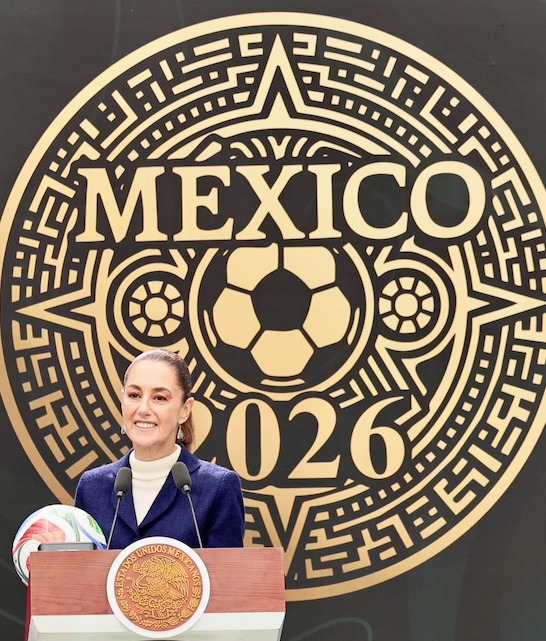 Presidenta presenta la Copa Mundial FIFA 2026; “es momento para compartirle al mundo lo que es México y el momento histórico que vive”.
