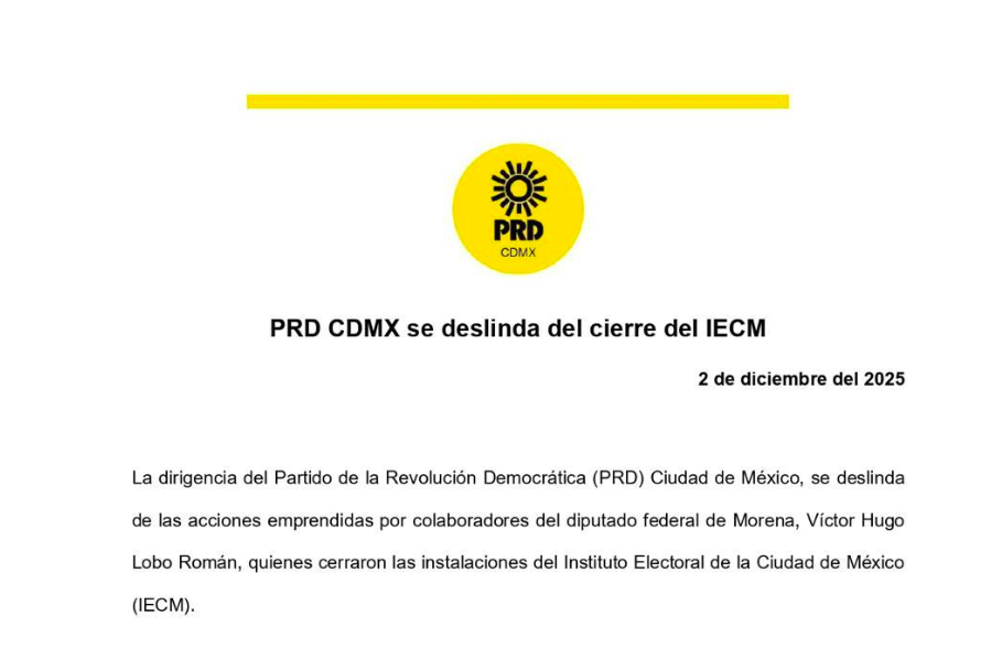 Cierre del IECM organizado por colaboradores del diputado Lobo Román: PRD CDMX.
